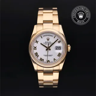 Rolex Day-Date 36 118208 36mm 18k yellow gold White