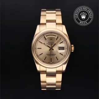 Rolex Day-Date 36 118208 18k yellow gold Champagne