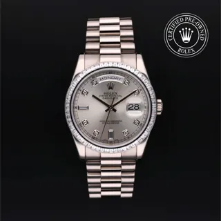 Rolex Day-Date 36 118399BR-0023 18k white gold Silver