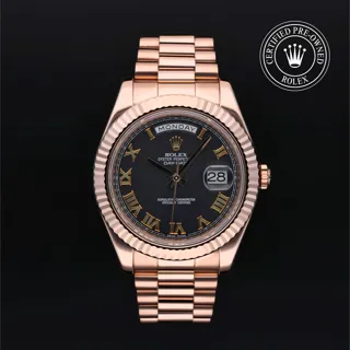 Rolex Day-Date II 218235 41mm 18ct Everose Gold Black