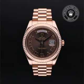 Rolex Day-Date II 218235 41mm 18ct Everose Gold Brown