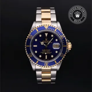 Rolex Submariner Date 16613 Yellow gold Blue