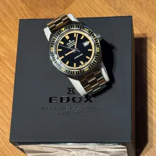 Edox 80128 3NBM NIB 42mm Stainless steel Black