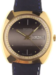 Sicura Gents Automatic Wristwatch 38.1mm Yellow gold 2-tone brown