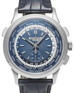 Patek Philippe World Time Chronograph 5930G-010 39.5mm White gold Blue