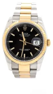 Rolex Datejust 116233-0173 36mm Yellow gold and Stainless steel Black