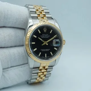 Rolex Datejust 116233-0173 36mm Yellow gold and Stainless steel Black