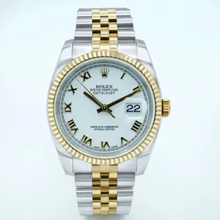 Rolex Datejust 116233 36mm Yellow Gold$Steel White