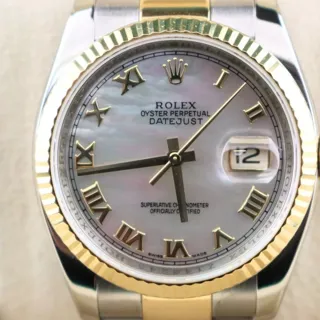 Rolex Datejust 116233-0176 36mm Yellow gold and Stainless steel White