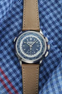 Patek Philippe World Time Chronograph 5930G-010 White gold Blue