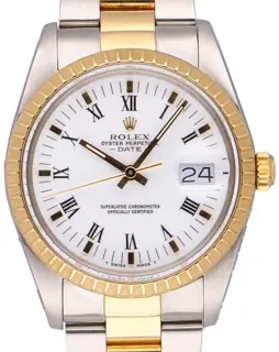 Rolex Oyster Perpetual Date 15053 34mm Yellow gold and Stainless steel White