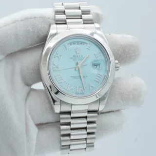 Rolex Day-Date II 218206 Platinum Blue$White Mother of Pearl