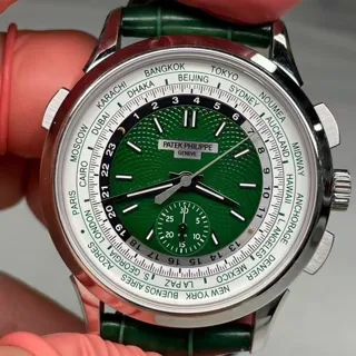 Patek Philippe World Time Chronograph 5930P-001 39.5mm Platinum Green