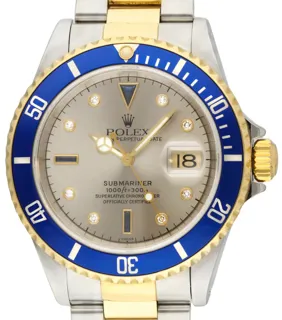 Rolex Submariner 16613 Serti Silver Yellow gold and Stainless steel Silver