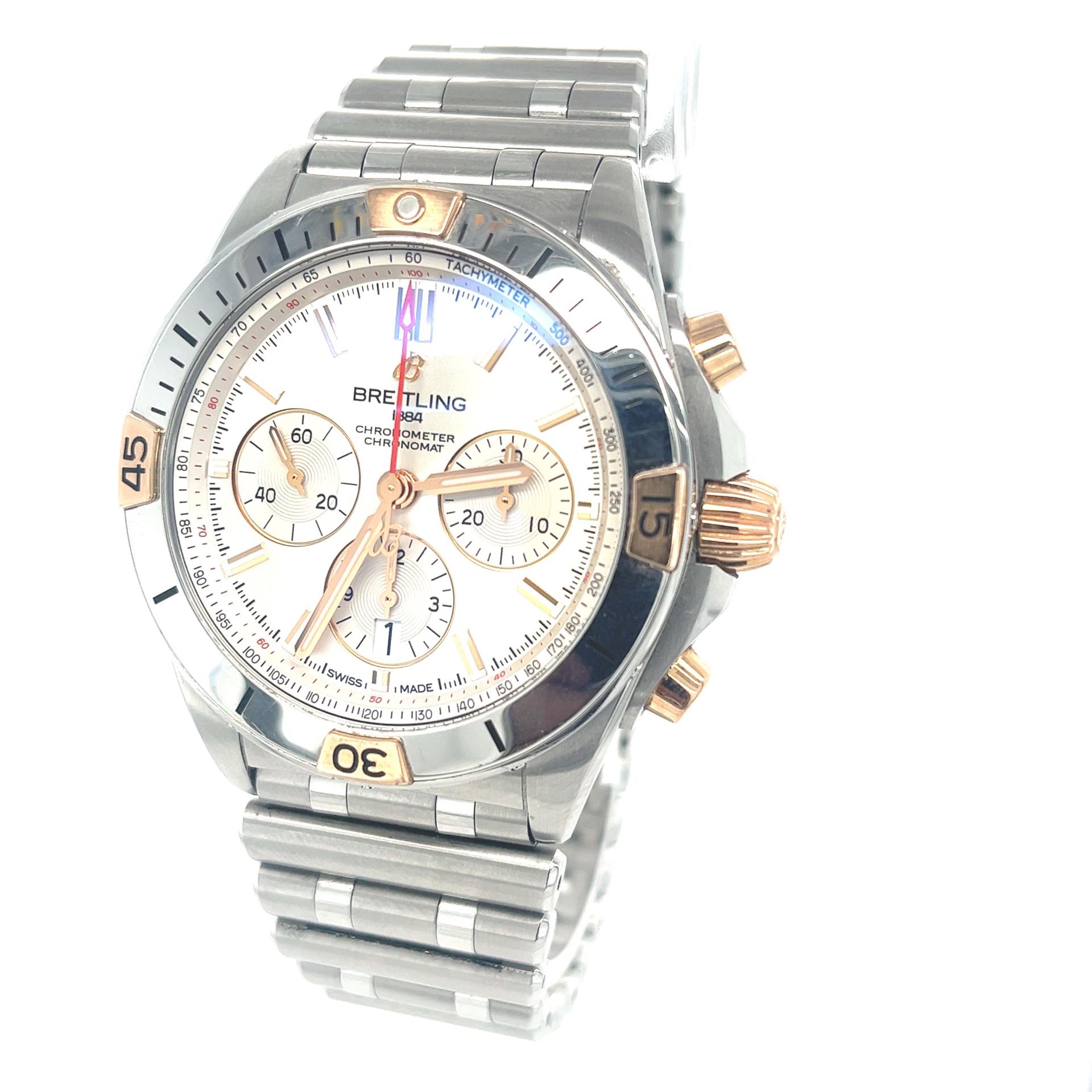 Breitling Chronomat IB0134 42mm Rose gold and Stainless steel Silver Baton 1