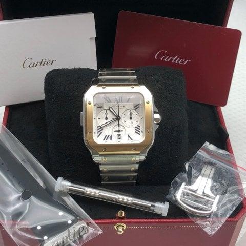 Cartier Santos W2SA0008 43.3mm Yellow gold and Stainless steel Silver