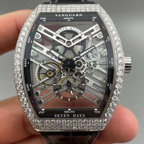 Franck Muller Vanguard V 45 S6 SQT 5N NR 44mm White gold Transparent