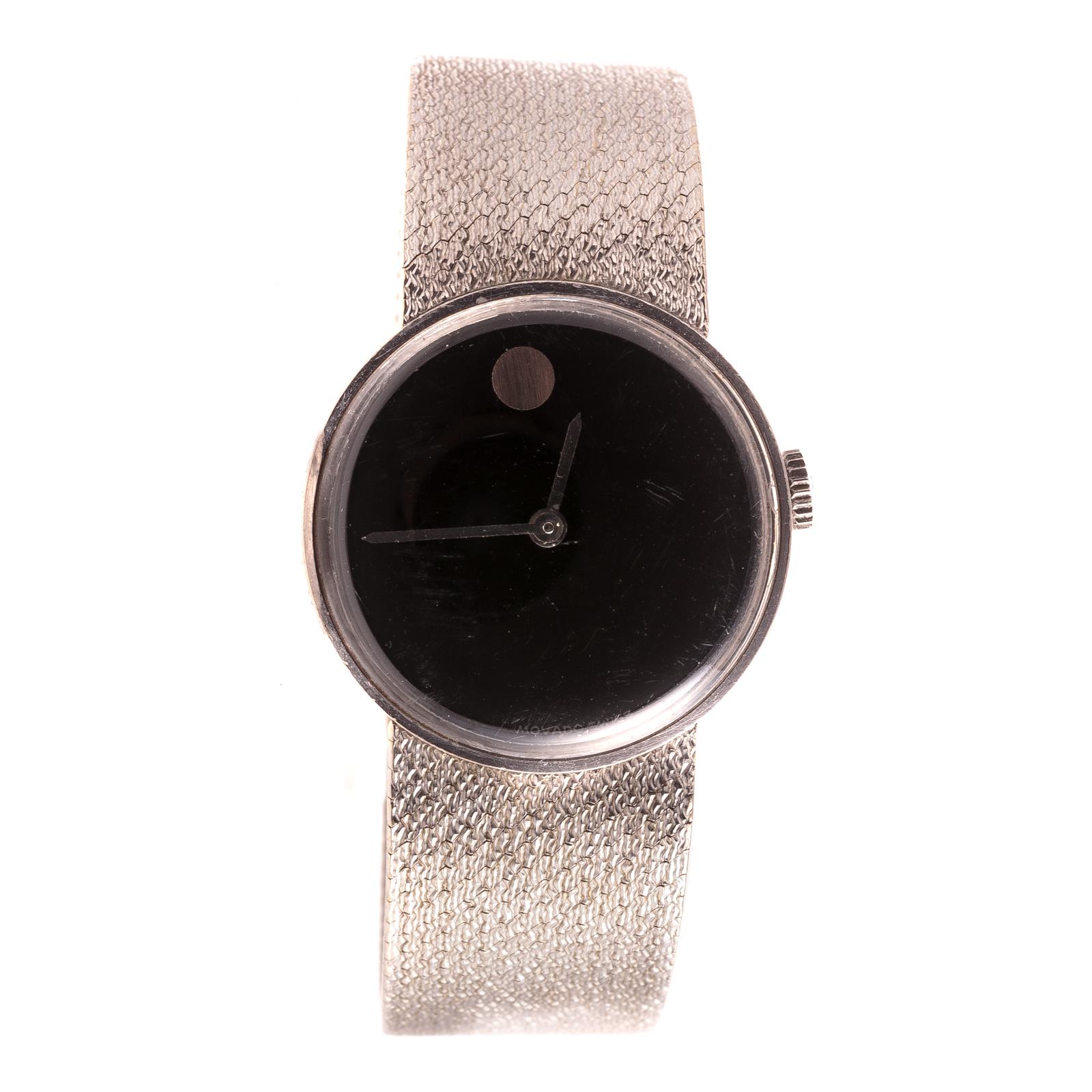 Movado Museum 24mm 18k white gold Black