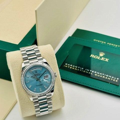 Rolex Day-Date 36 128396TBR Platinum Blue