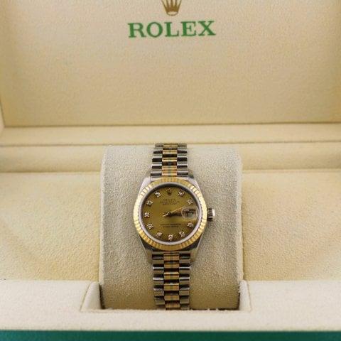 Rolex Lady-Datejust 69179 26mm White gold Champagne