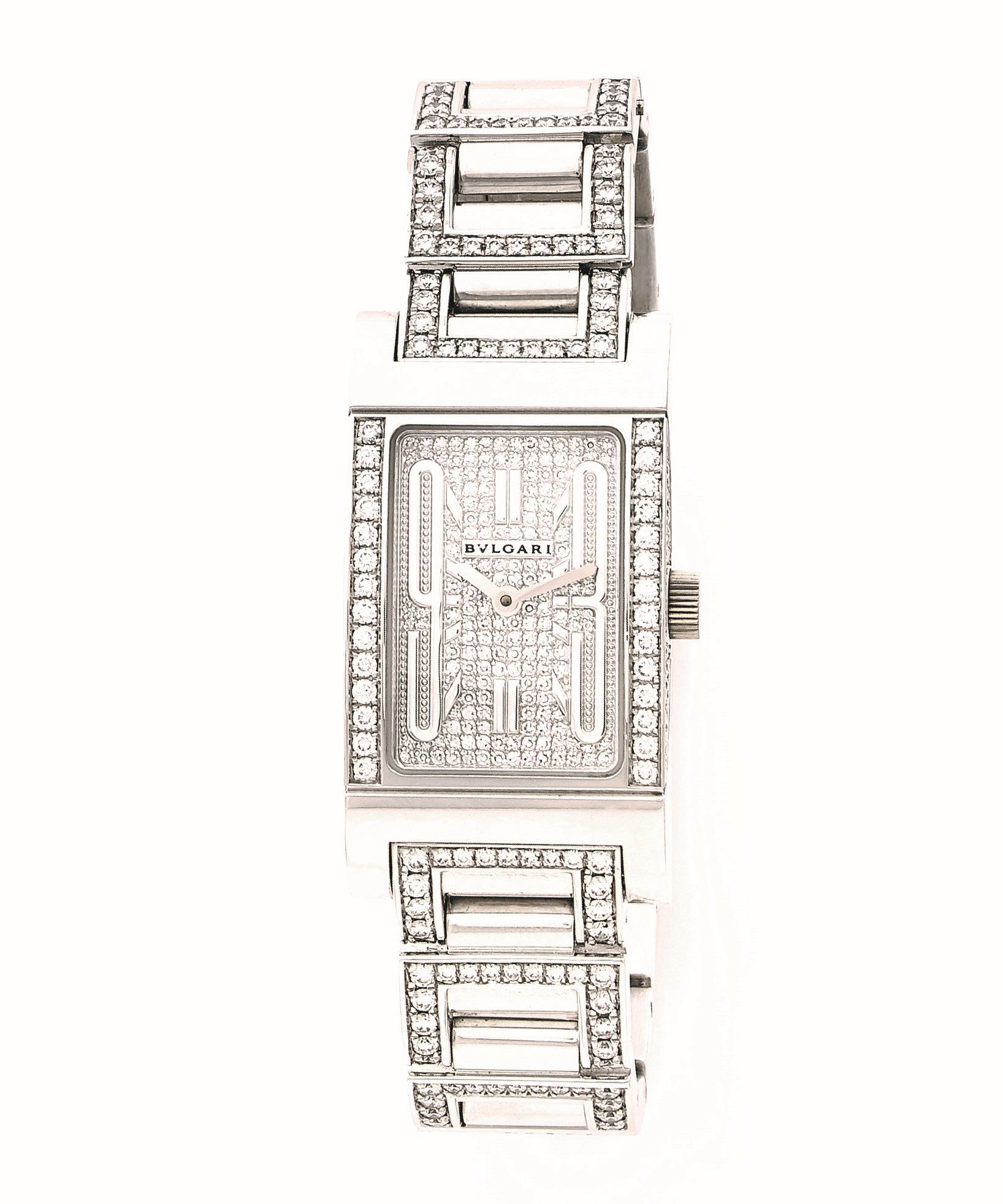 Bulgari Rettangolo RT W39 G 38mm White gold Diamond